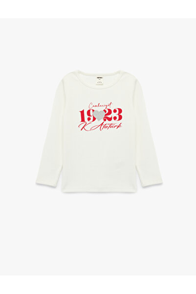 Koton Μπλουζάκι με μακρυμάνικο λαιμόκοψη από βαμβάκι Ataturk and the Republic...