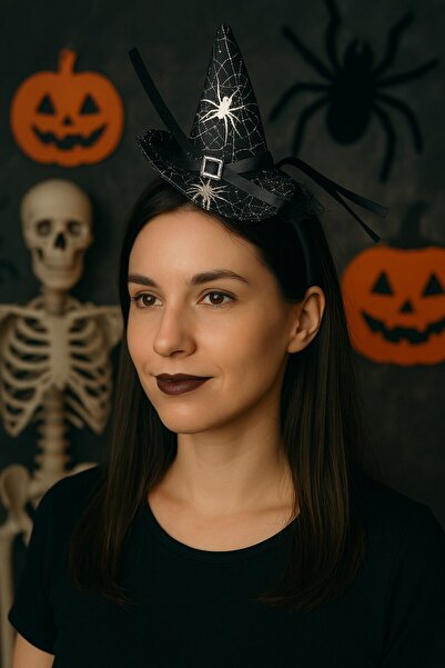 TOYFEST Αξεσουάρ αποκριάτικου πάρτι με καπέλο μάγισσας και τούλι μαύρο αξεσουάρ αποκριάτικων γιορτών