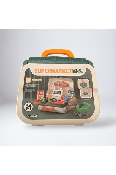 Universul Jucăriilor 34-piece Portable Supermarket Set – Cash Register and Accessories for Kids 3+