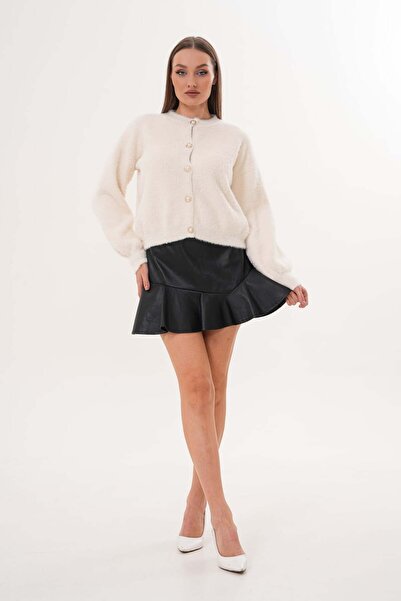 Laressi Πλεκτή ζακέτα με απαλή υφή με κουμπιά μαργαριτάρι