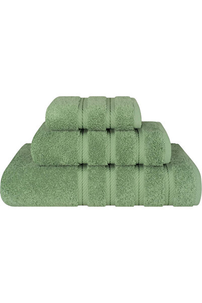DAVEZA Set of 3 Premium Daveza Towels, 600 GSM, 100% Turkish Cotton, Sage Green Color