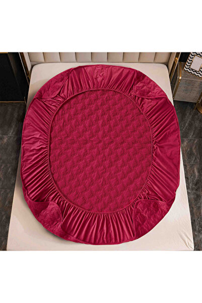 JOJO HOME Velvet Quilted Topper Cover, 140x200, 3 Pieces, Red