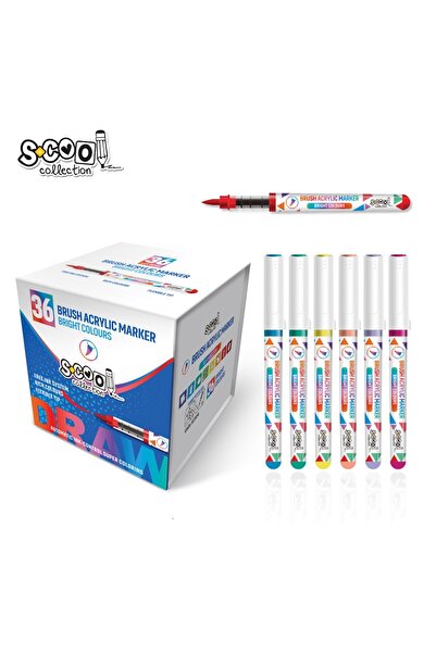 S COOL Markere acrilice cu vârf de pensulă, set 36 buc. - S-COOL