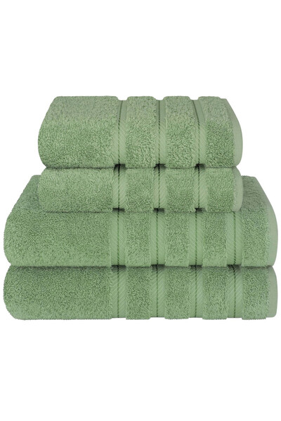 DAVEZA Set of 4 Premium Daveza Towels, 600 GSM, 100% Turkish Cotton, Sage Green Color