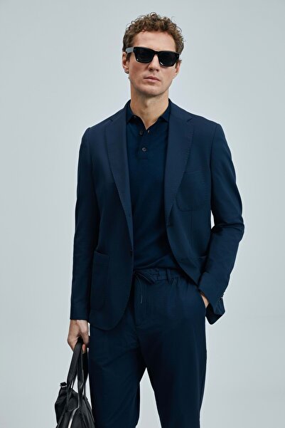 Lufian 111190338 Hunter Smart Men's Chino Trousers Slim Fit Men's Trousers Dark Blue