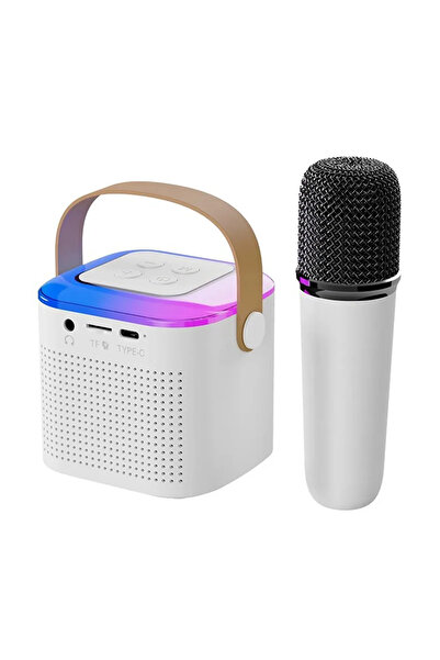 MagExpert Boxa karaoke cu microfon wireless, difuzor portabil cu lumina RGB L...