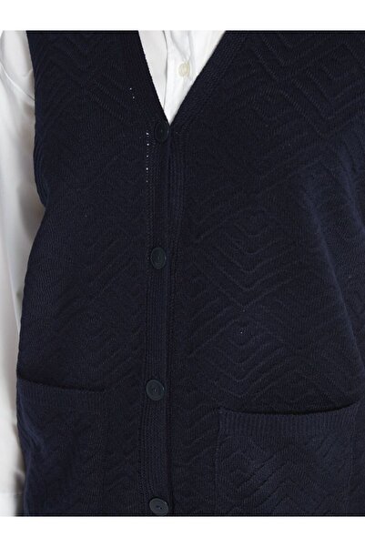 LC Waikiki LCW Grace V Yaka Kendinden Desenli Kadın Triko Yelek