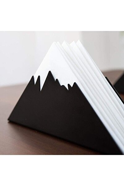 VENON Black Uludağ Napkin Holder Metal Desktop Napkin Holder Mountain Patterned Napkin Holder