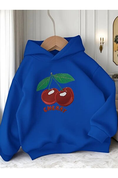 oneagılyazı Hanorac cu glugă cu imprimeu cireș