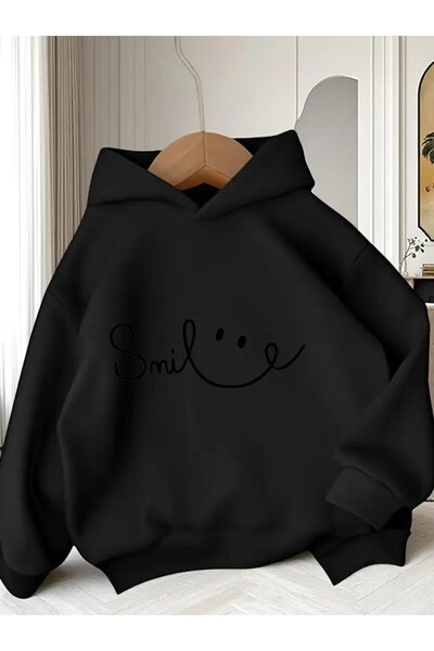 oneagılyazı Hanorac cu glugă cu imprimeu Smile