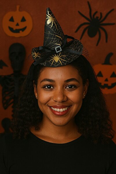 TOYFEST Αξεσουάρ αποκριάτικου πάρτι με καπέλο μάγισσας και κορώνα από τούλι σε κίτρινο χρυσό χρώμα