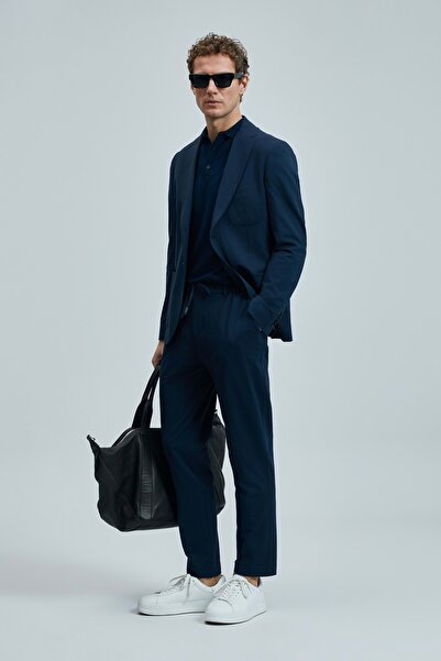 Lufian 111190338 Hunter Smart Men's Chino Trousers Slim Fit Men's Trousers Dark Blue