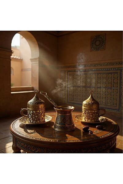 E orient Double Coffee Cup and Coffee Pot Set Zamak