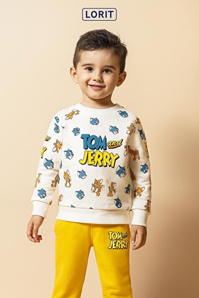 skycott طقم بيجامة للأولاد من توم وجيري مطبوع طقم رياضي شتوي قطن مبطن بالصوف ...