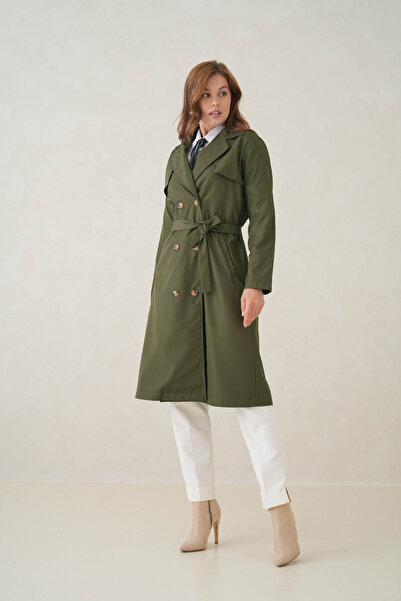 D1fference Strada Kruvaze Kemerli Trençkot – Sık Dokuma ve Rahat Kumaş Kadın Trençkot