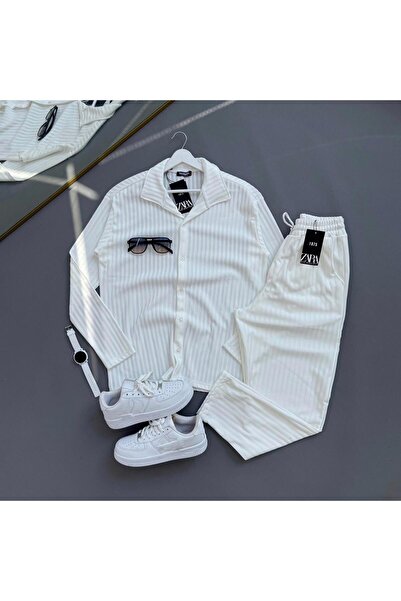 Combineman35 Men's Vertical Striped Lycra Ottoman Suit