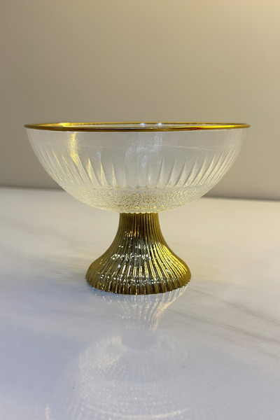 vanilinkitchen Gold Ayaklı Cam Salata Kasesi Şık Sofra Sunum ve Tatlı Servis ...