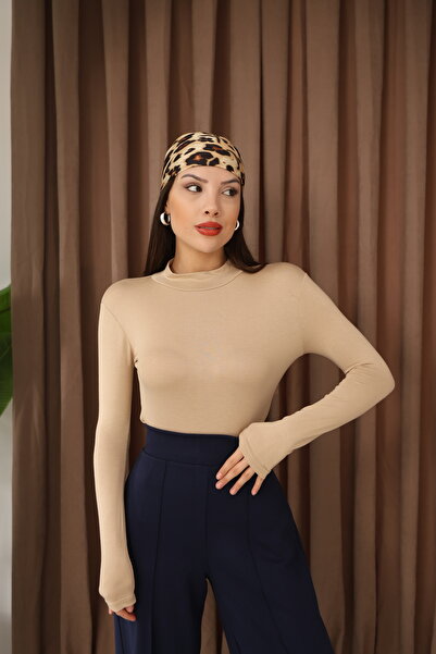 ESL ESLEM Women's Long Sleeve Half Fishing Lycra Combed Cotton Bodysuit