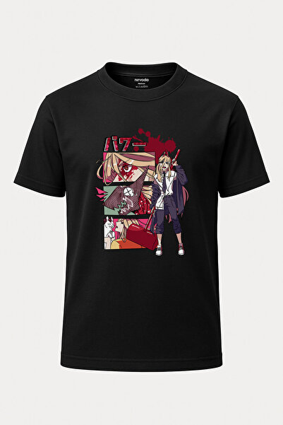 nirvoda Τυπωμένο κανονικό μπλουζάκι Chainsaw Man Power Blood Fiend Edition