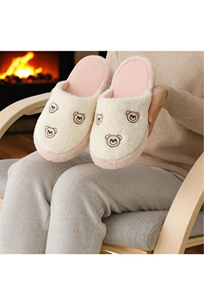 Lion Fluffy Teddy Bear Shaped Slippers Women's Indoor Slippers Soundless Lightweight Soft Taban