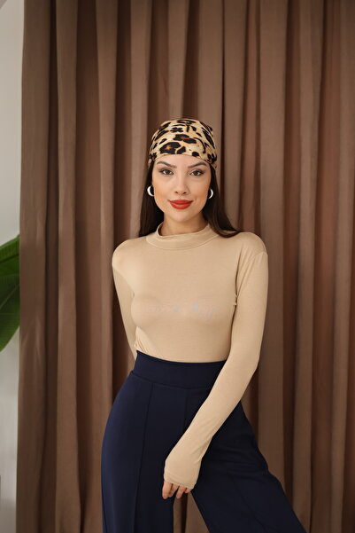 ESL ESLEM Women's Long Sleeve Half Fishing Lycra Combed Cotton Bodysuit