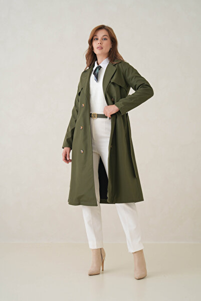 D1fference Strada Kruvaze Kemerli Trençkot – Sık Dokuma ve Rahat Kumaş Kadın Trençkot