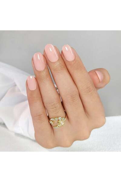 GLAMZONE Kit unghii bej ovale cu prindere prin apăsare și accesorii