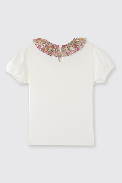 Made With Liberty Fabric Liberty Fabric Collar Detailed Girl's T-Shirt