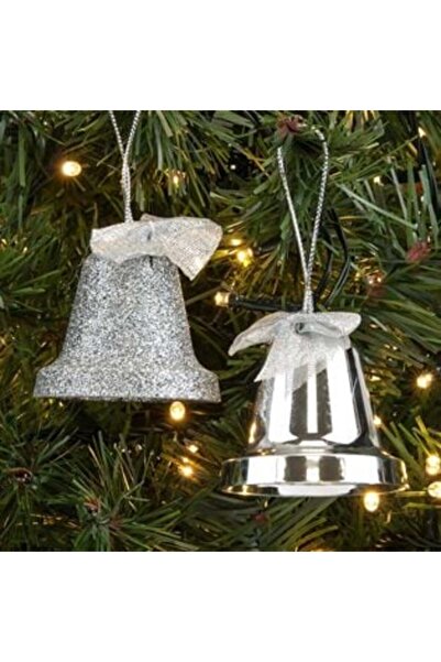SHOPIENS Set de ornamente de Crăciun - Clopoței cu sclipici argintiu străluci...