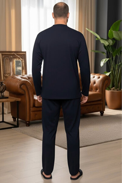 embody Pijama lungă bărbătească din bumbac interlock, neagră 5885