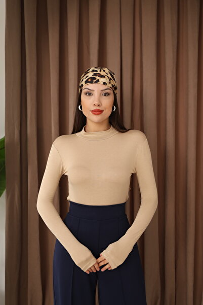 ESL ESLEM Women's Long Sleeve Half Fishing Lycra Combed Cotton Bodysuit