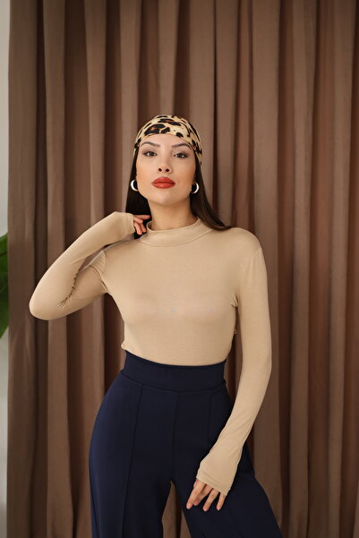 ESL ESLEM Women's Long Sleeve Half Fishing Lycra Combed Cotton Bodysuit