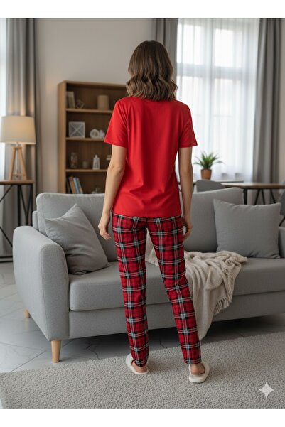 FAMES PİJAMA Women's Red Summer Pajama Set