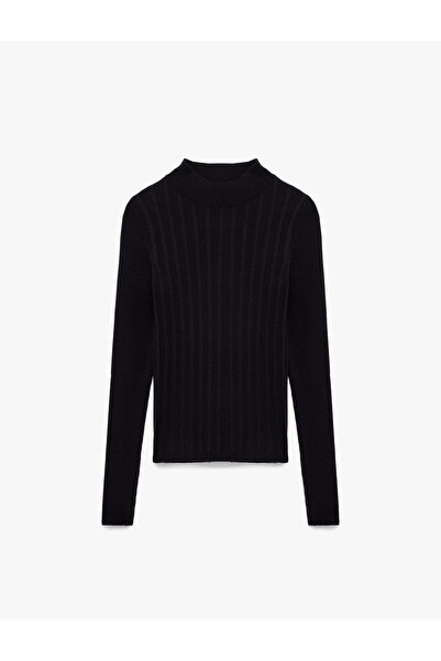 Koton Pulover din tricot din viscoză cu mânecă lungă cu guler vertical