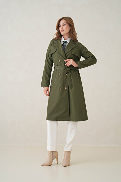 D1fference Strada Kruvaze Kemerli Trençkot – Sık Dokuma ve Rahat Kumaş Kadın Trençkot