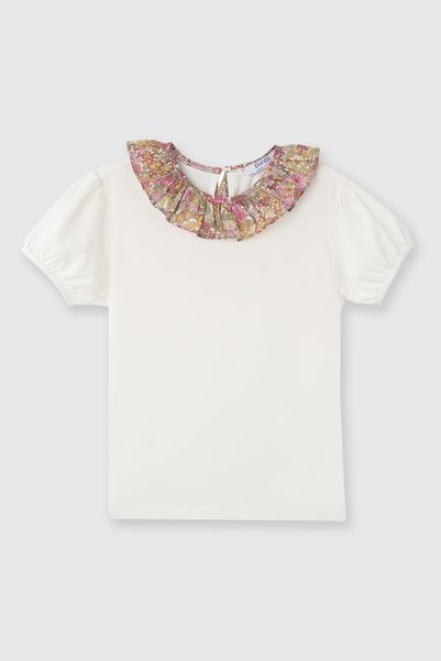 Made With Liberty Fabric Liberty Fabric Collar Detailed Girl's T-Shirt