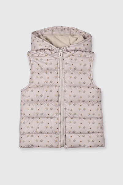 Panço Kız Bebek Desenli Bej Yelek