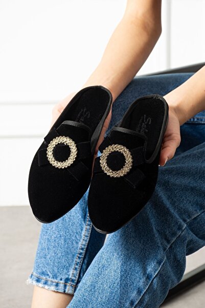 FUGA MODA Dafi Black Gold Buckle Velvet Textured Elegant Engagement Dowry Gif...