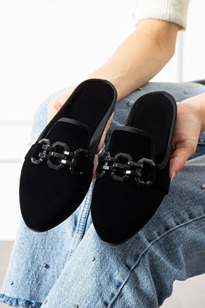 FUGA MODA Papuci de casă pentru oaspeți Santi, cu cataramă neagră, textura ca...