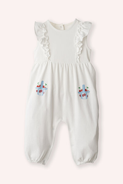 Panço Newborn Ruffle Detailed White Jumpsuit