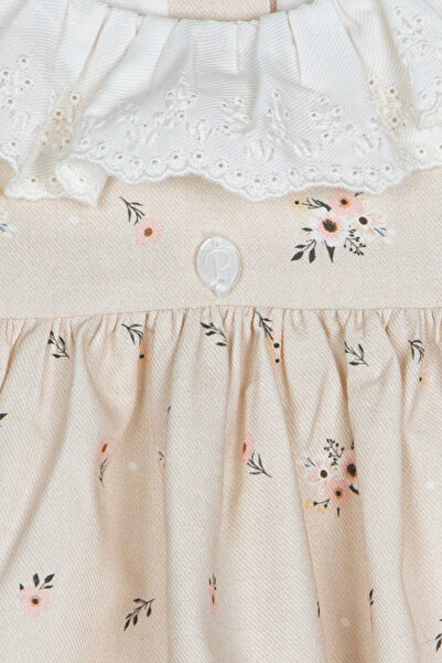 Patachou Patachou Yenidoğan Çiçek Desenli Bej Elbise