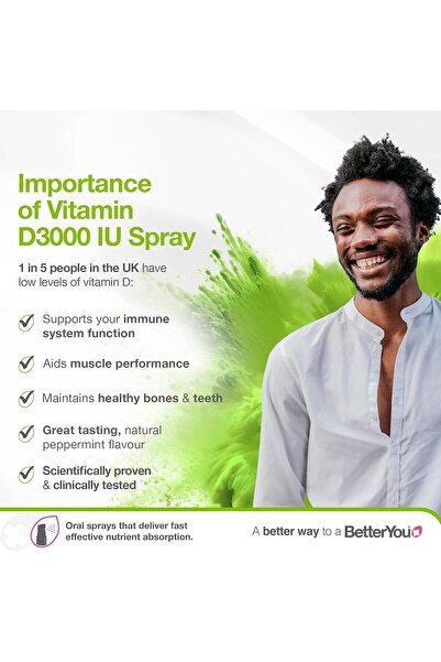 Better You BetterYou Dlux 3000 IU Vitamin D3 Oral Spray - Peppermint, 15 ml