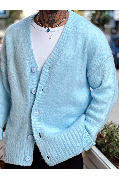 manch collection Oversize Basic Yün Hırka Mavi