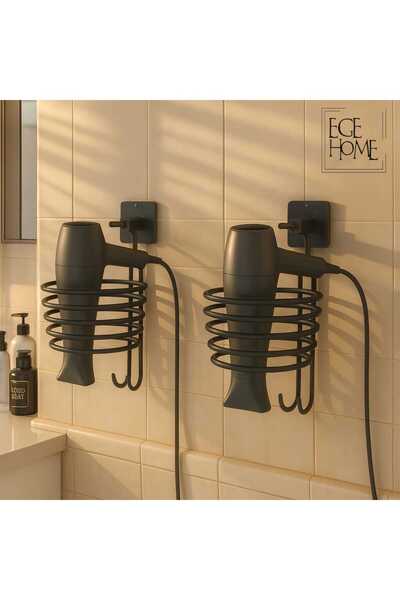 EGE HOME STORE Paslanmaz siyah fön makinesi askısı saç kurutma makinası tutac...
