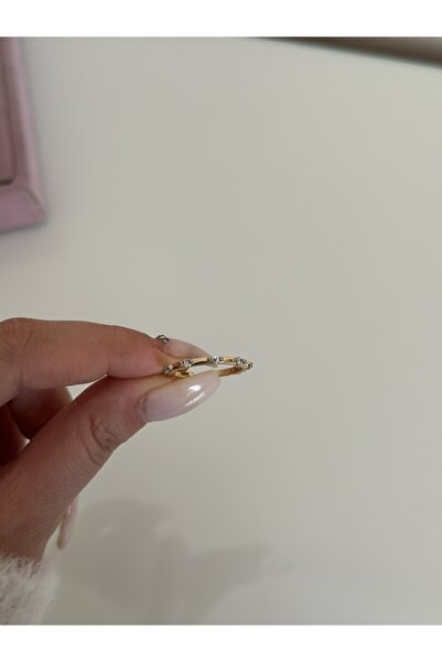 Maide Jewelry Minimal Zirkon Taşlı Model Ayarlanabilir Gold Yüzük