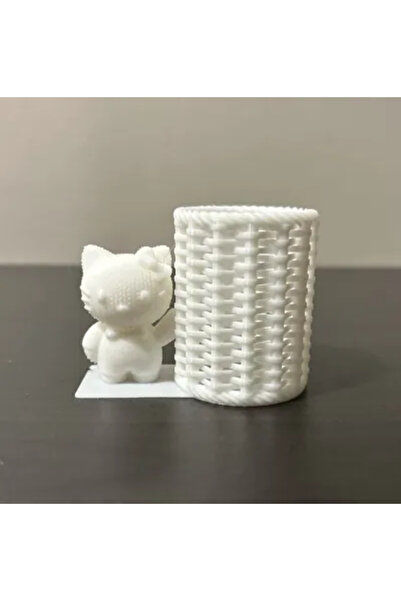 HasFar Tech Örgü Desenli Ayıcık Kalemlik – Masa Üstü Düzenleyici