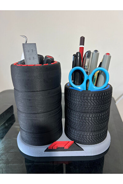 HasFar Tech حامل أقلام بتصميم إطارات سيارات الفورمولا 1 - منظم سطح المكتب