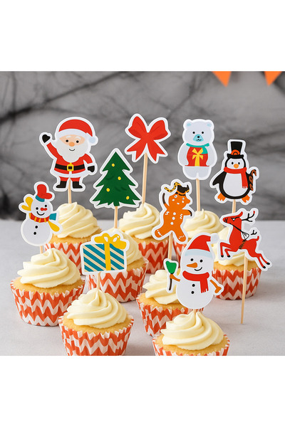 Partifabrik Christmas Themed Mixed Toothpick Ornament 12 Pieces