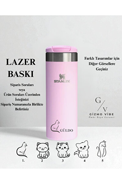 Stanley Kişiselleştirilmiş 0.47L The Aerolight Termos Pembe Özel Tasarım ve İsimli