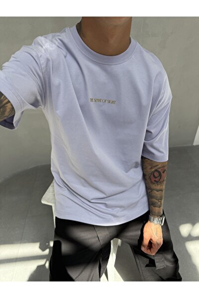 KağanKY Lila Oversized Printed T-Shirt